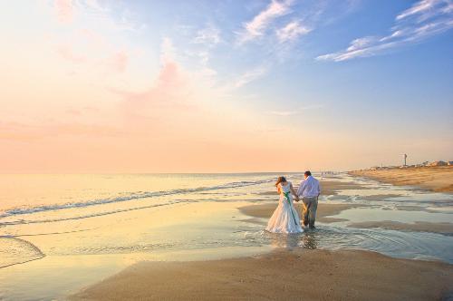 couple walking on beach